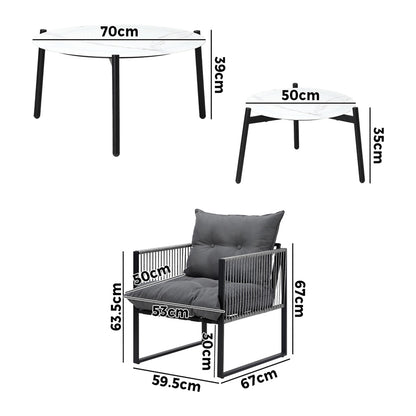 Livsip 6PCS Outdoor Patio Set White Coffee Table Set Lounge Chairs-Outdoor Patio Set-PEROZ Accessories