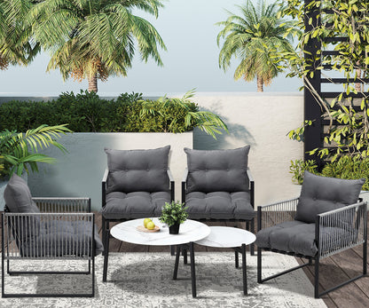 Livsip 6PCS Outdoor Patio Set White Coffee Table Set Lounge Chairs-Outdoor Patio Set-PEROZ Accessories