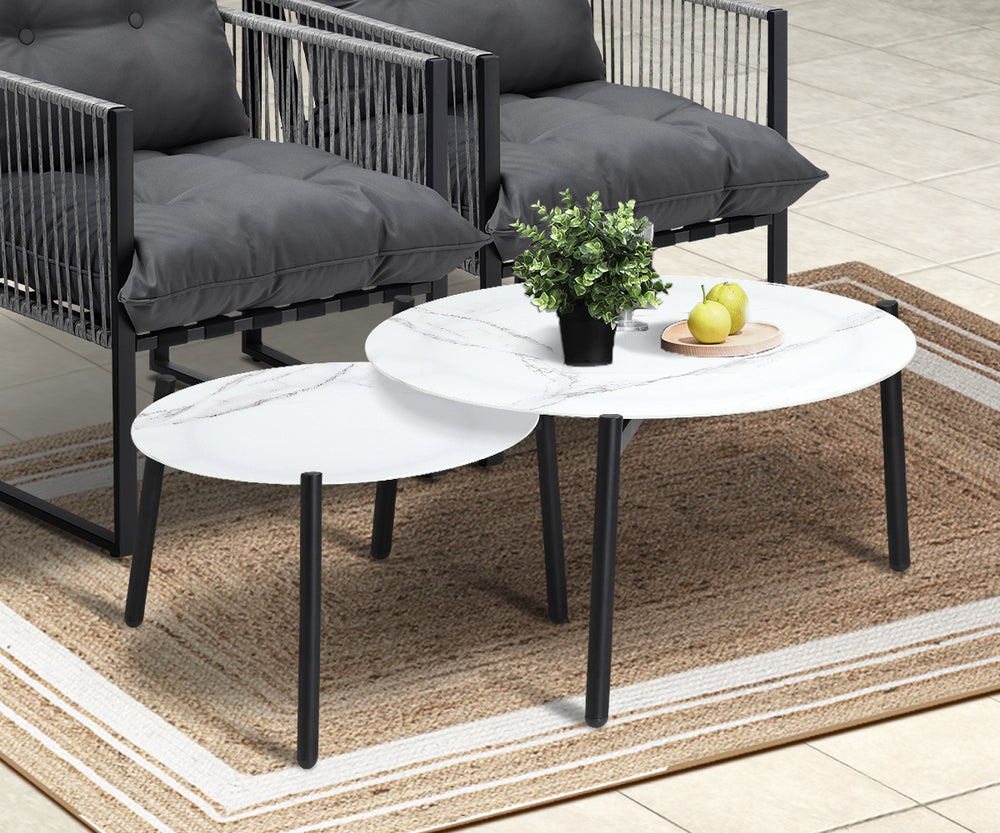 Livsip 6PCS Outdoor Patio Set White Coffee Table Set Lounge Chairs-Outdoor Patio Set-PEROZ Accessories