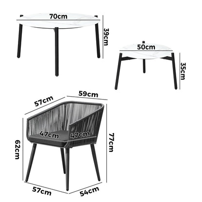 Livsip 6PC Outdoor Patio Set 2 Coffee Table with Grey Chairs-Outdoor Patio Set-PEROZ Accessories