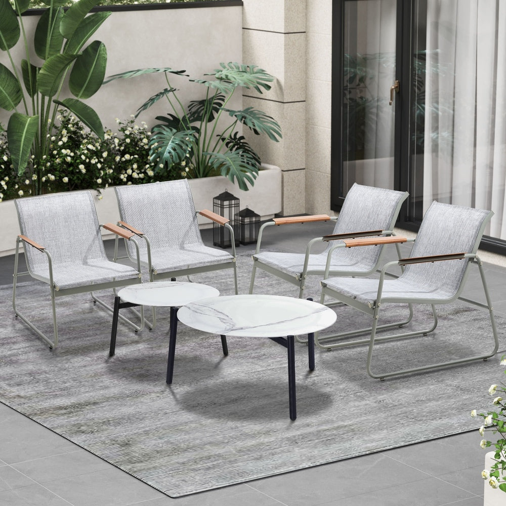 Livsip 6PCS Outdoor Patio Set Textilene Chair Lounge Coffee Table Set-Outdoor Patio Set-PEROZ Accessories