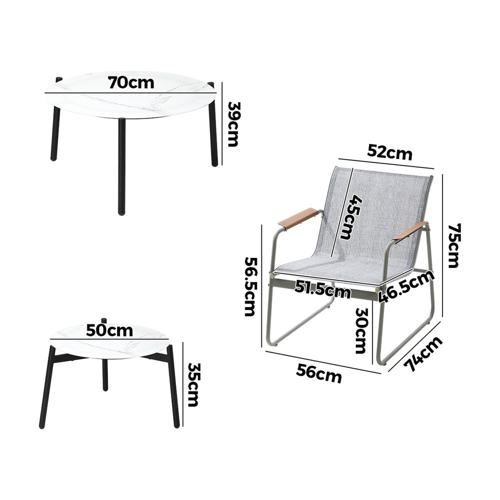 Livsip 6PCS Outdoor Patio Set Textilene Chair Lounge Coffee Table Set-Outdoor Patio Set-PEROZ Accessories