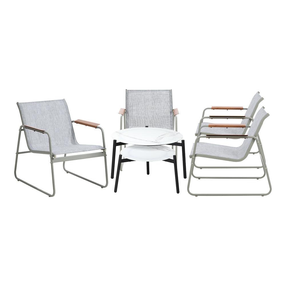 Livsip 6PCS Outdoor Patio Set Textilene Chair Lounge Coffee Table Set-Outdoor Patio Set-PEROZ Accessories