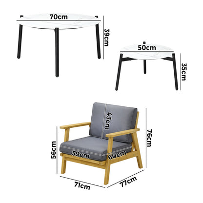 Livsip Outdoor Lounge Set 2pc White Coffee Side Table Sets with Chairs-Outdoor Patio Set-PEROZ Accessories