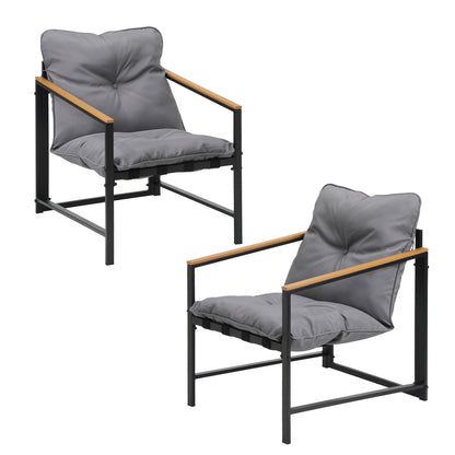 Livsip 2 Piece Outdoor Armchair Lounge Sofa Black-Outdoor Patio Set-PEROZ Accessories