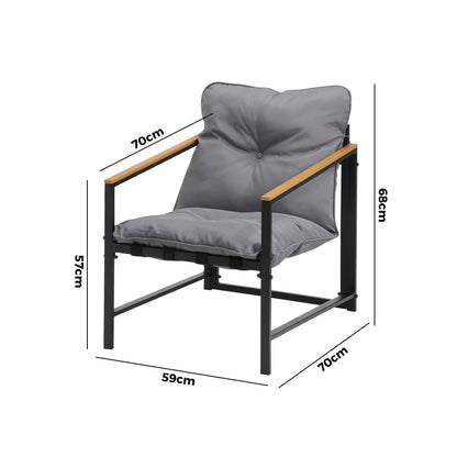 Livsip 2 Piece Outdoor Armchair Lounge Sofa Black-Outdoor Patio Set-PEROZ Accessories