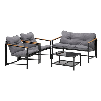 Livsip 4 Seater Outdoor Lounge Sofa Set Patio Chairs Table-Outdoor Patio Set-PEROZ Accessories