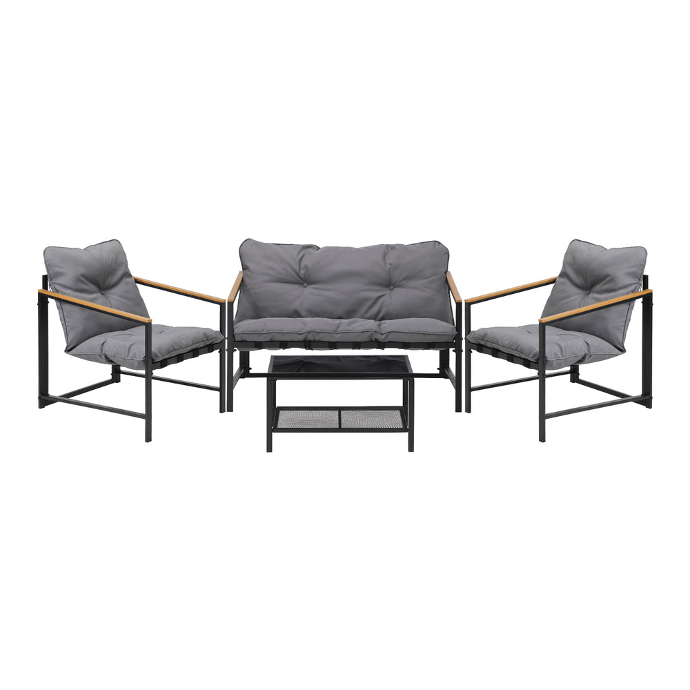 Livsip 4 Seater Outdoor Lounge Sofa Set Patio Chairs Table-Outdoor Patio Set-PEROZ Accessories