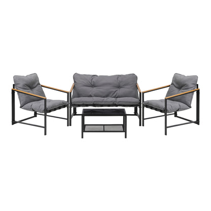 Livsip 4 Seater Outdoor Lounge Sofa Set Patio Chairs Table-Outdoor Patio Set-PEROZ Accessories