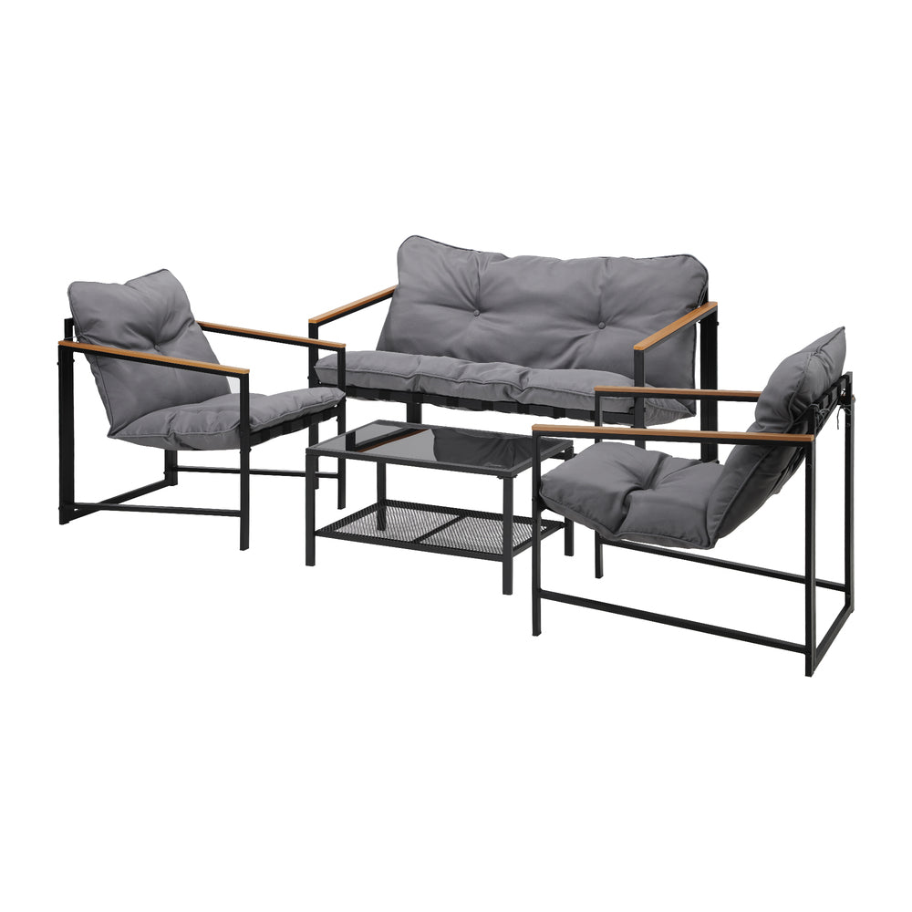 Livsip 4 Seater Outdoor Lounge Sofa Set Patio Chairs Table-Outdoor Patio Set-PEROZ Accessories
