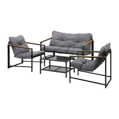 Livsip 4 Seater Outdoor Lounge Sofa Set Patio Chairs Table-Outdoor Patio Set-PEROZ Accessories