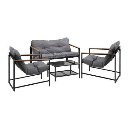 Livsip 4 Seater Outdoor Lounge Sofa Set Patio Chairs Table-Outdoor Patio Set-PEROZ Accessories