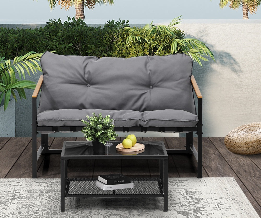 Livsip 2 Piece Outdoor Patio Set Garden Lounge Setting-Outdoor Patio Set-PEROZ Accessories