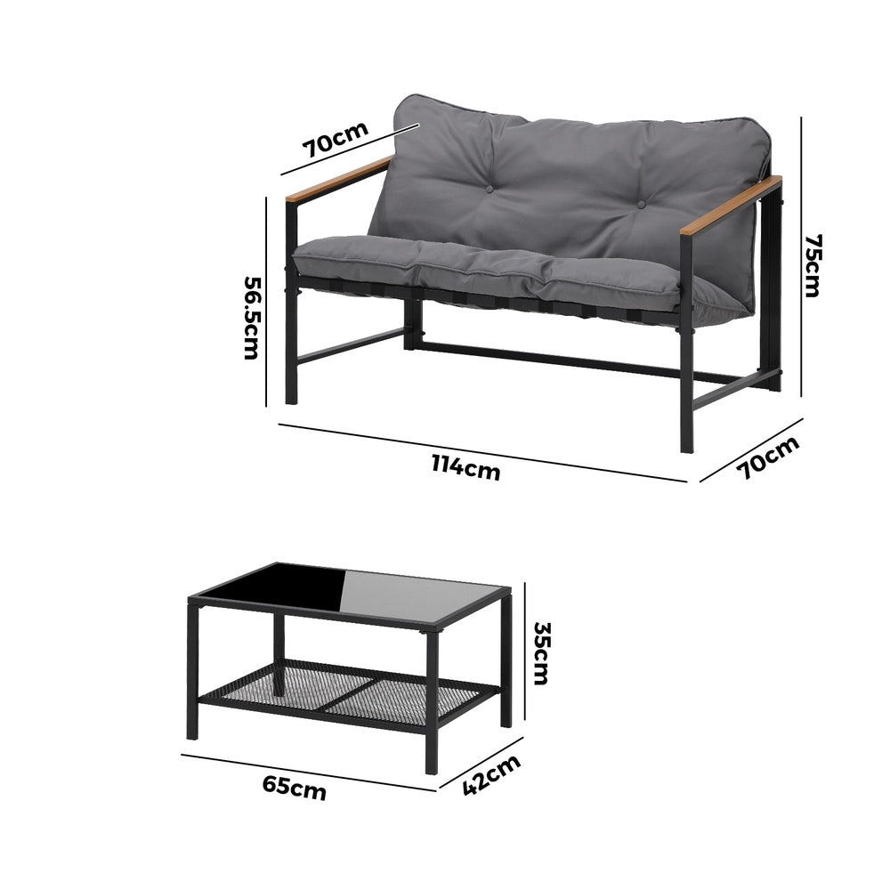 Livsip 2 Piece Outdoor Patio Set Garden Lounge Setting-Outdoor Patio Set-PEROZ Accessories