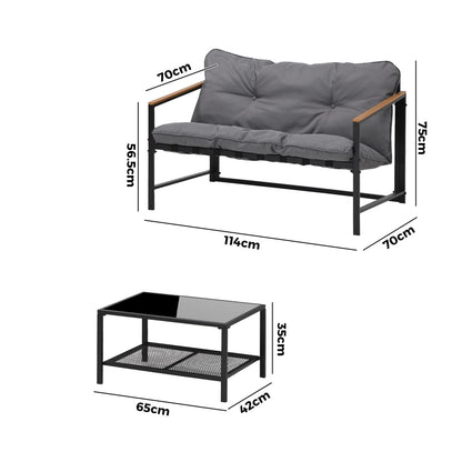 Livsip 2 Piece Outdoor Patio Set Garden Lounge Setting-Outdoor Patio Set-PEROZ Accessories