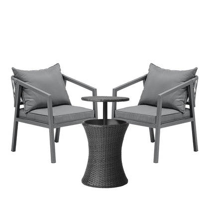 Livsip Outdoor Patio Set Ice Bucket Black Table Bistro Setting 3pcs-Outdoor Patio Set-PEROZ Accessories