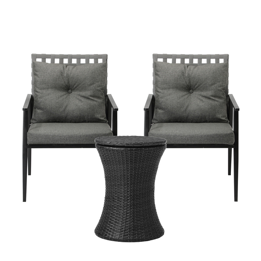 Livsip Outdoor Furniture Setting Ice Bucket Black Table 2 Seater-Outdoor Patio Set-PEROZ Accessories