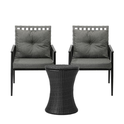 Livsip Outdoor Furniture Setting Ice Bucket Black Table 2 Seater-Outdoor Patio Set-PEROZ Accessories