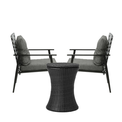 Livsip Outdoor Furniture Setting Ice Bucket Black Table 2 Seater-Outdoor Patio Set-PEROZ Accessories