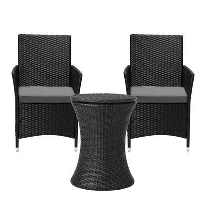 Livsip Outdoor Patio Set Ice Bucket Table Black Bistro Setting 3pcs-Outdoor Patio Set-PEROZ Accessories