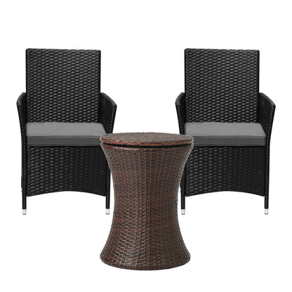 Livsip Outdoor Patio Set Ice Bucket Table Brown Bistro Setting 3pcs-Outdoor Patio Set-PEROZ Accessories