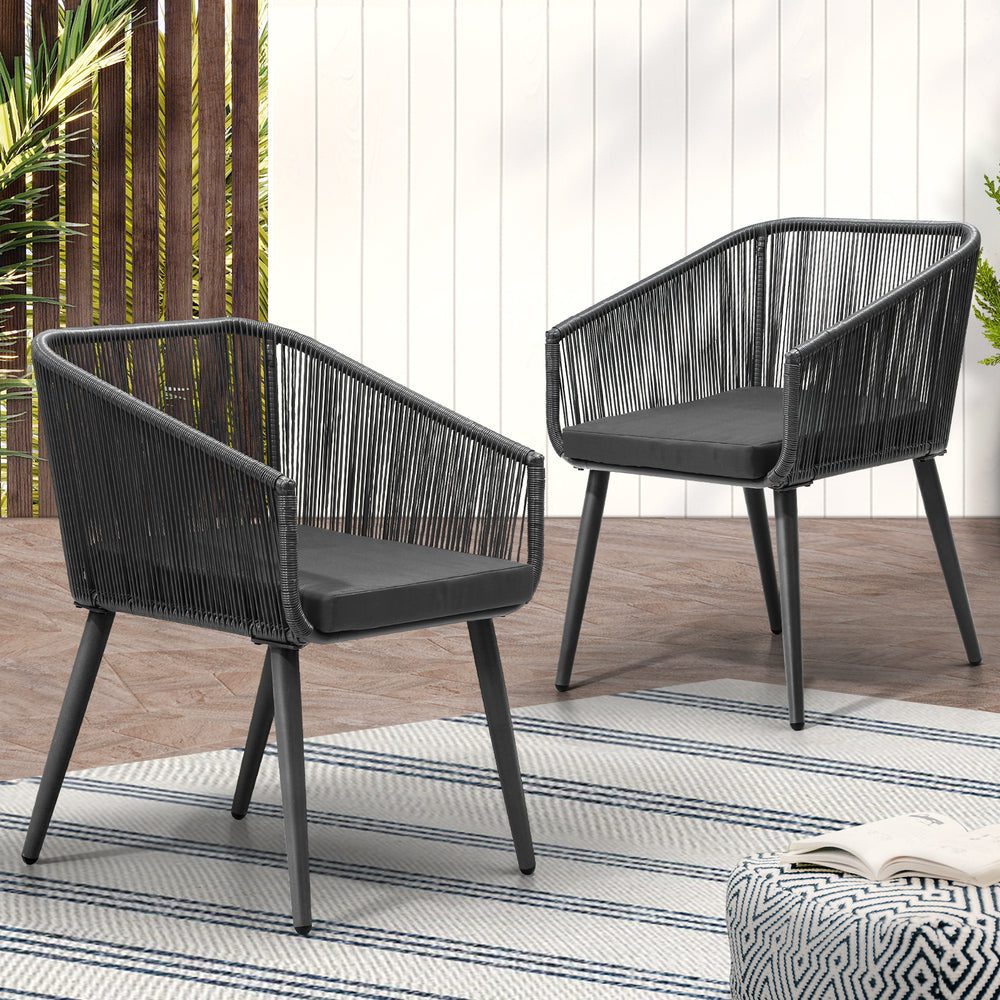 Livsip Outdoor Furniture Lounge Setting Chairs Set of 2 Bistro Patio Garden Set-Outdoor Patio Sets-PEROZ Accessories