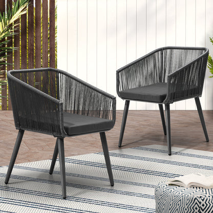 Livsip Outdoor Furniture Lounge Setting Chairs Set of 2 Bistro Patio Garden Set-Outdoor Patio Sets-PEROZ Accessories