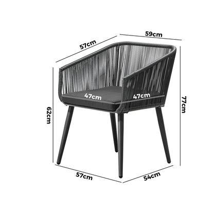 Livsip Outdoor Furniture Lounge Setting Chairs Set of 2 Bistro Patio Garden Set-Outdoor Patio Sets-PEROZ Accessories