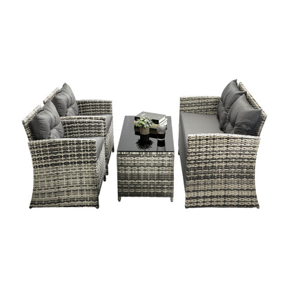Livsip Outdoor Lounge Set Patio Furniture Dining Chairs Wicker Table 4 Piece-Outdoor Patio Sets-PEROZ Accessories