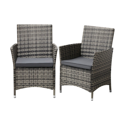 Livsip 2X Outdoor Dining Chairs Rattan Outdoor Patio Chairs Furniture Grey-Outdoor Chair-PEROZ Accessories