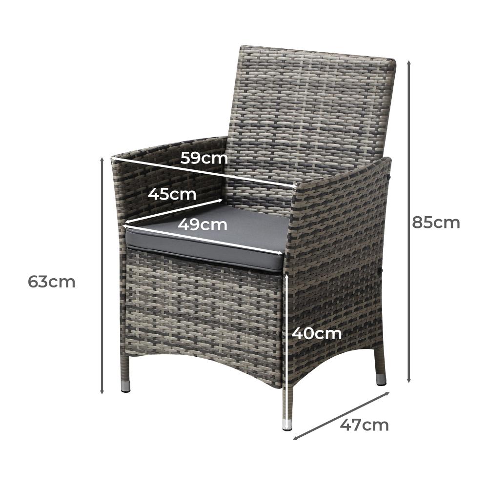 Livsip 2X Outdoor Dining Chairs Rattan Outdoor Patio Chairs Furniture Grey-Outdoor Chair-PEROZ Accessories