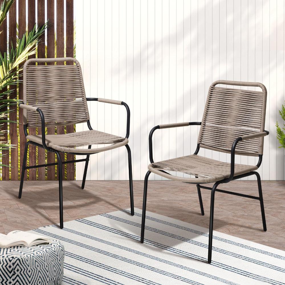 Livsip 2X Outdoor Dining Chairs Outdoor Patio Chairs Garden Furniture-Outdoor Patio Sets-PEROZ Accessories