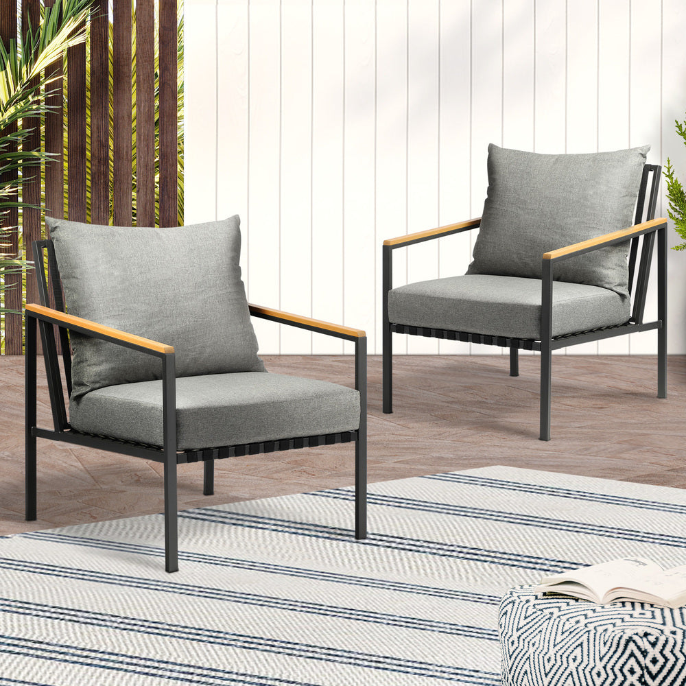 Livsip Outdoor Lounge Chairs Patio Furniture Garden Sofa with Cushions Set of 2-Outdoor Patio Sets-PEROZ Accessories