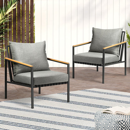 Livsip Outdoor Lounge Chairs Patio Furniture Garden Sofa with Cushions Set of 2-Outdoor Patio Sets-PEROZ Accessories