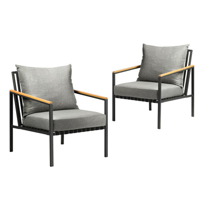 Livsip Outdoor Lounge Chairs Patio Furniture Garden Sofa with Cushions Set of 2-Outdoor Patio Sets-PEROZ Accessories