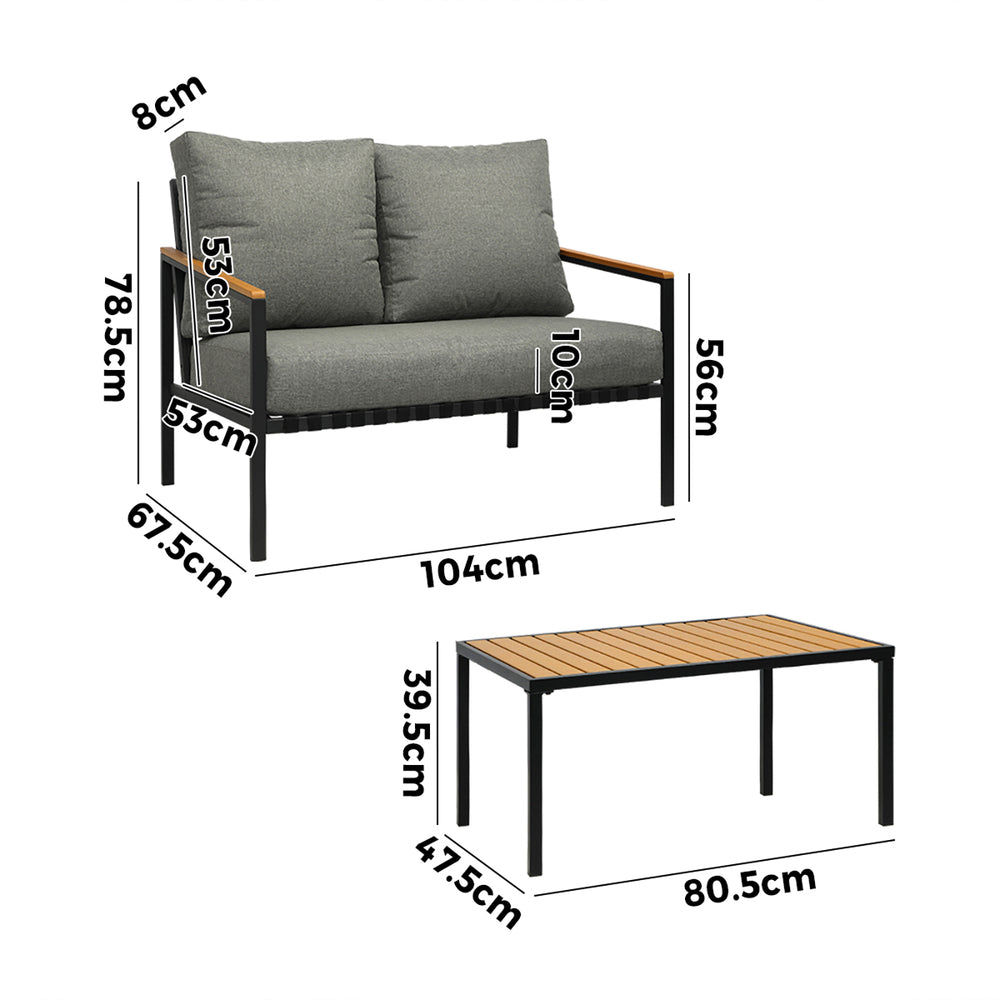 Livsip Outdoor Furniture 2-Piece Dining Set Lounge Patio Chairs Table Setting-Outdoor Patio Sets-PEROZ Accessories