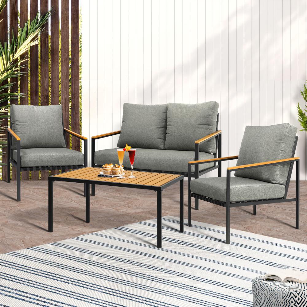 Livsip Outdoor Furniture 4-Piece Setting Bistro Set Dining Chairs Patio Setting-Outdoor Patio Sets-PEROZ Accessories