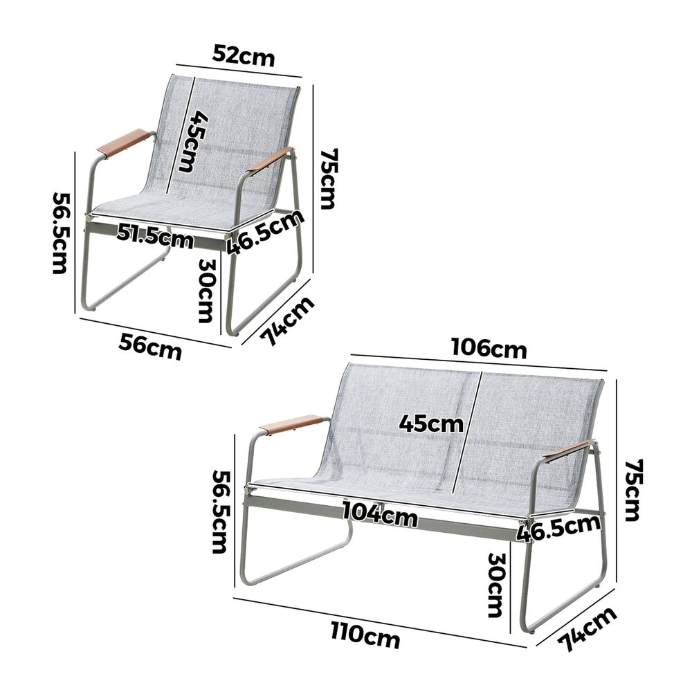 Livsip 4 Seater Outdoor Lounge Patio Set Bench Textilene Sofa-Outdoor Patio Set-PEROZ Accessories