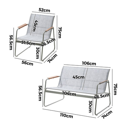 Livsip 4 Seater Outdoor Lounge Patio Set Bench Textilene Sofa-Outdoor Patio Set-PEROZ Accessories