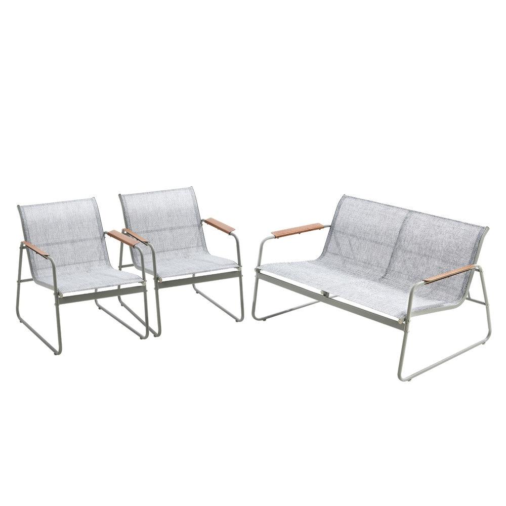 Livsip 4 Seater Outdoor Lounge Patio Set Bench Textilene Sofa-Outdoor Patio Set-PEROZ Accessories