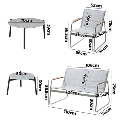 Livsip 4 Seater Outdoor Lounge Set Patio Set Grey Table-Outdoor Patio Set-PEROZ Accessories