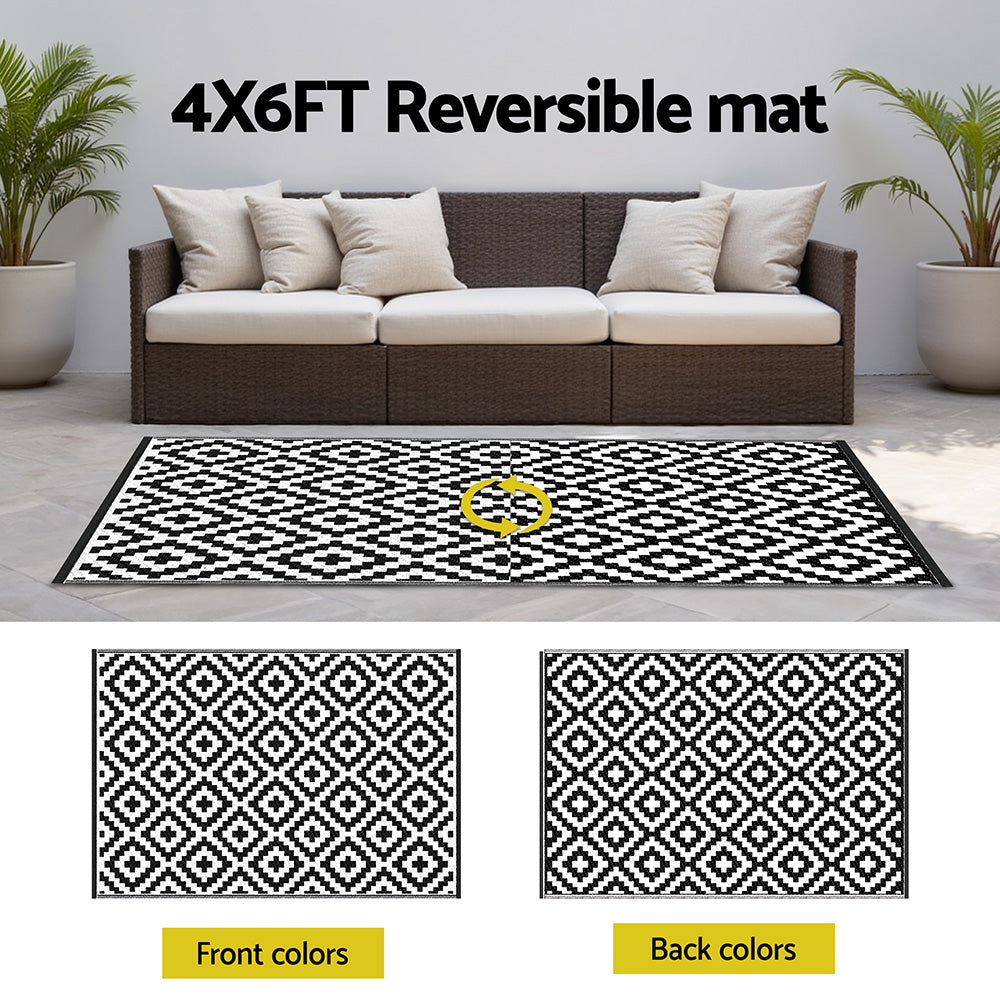 Gardeon Outdoor Rugs 120x180cm Large Carpet Reversible Area Mat PP Dual-Sided Patio Rug Cross-Home &amp; Garden &gt; Rugs &gt; Outdoor Rugs-PEROZ Accessories