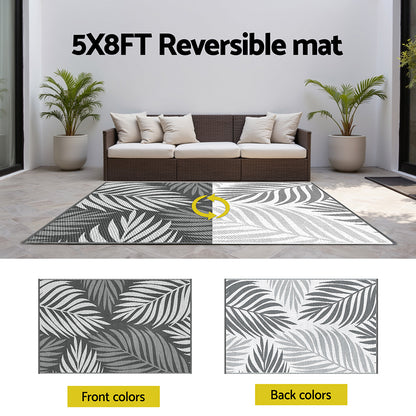 Gardeon Outdoor Rugs 152x244cm Large Carpet Reversible Area Mat PP Dual-Sided Patio Rug Leaf-Home &amp; Garden &gt; Rugs &gt; Outdoor Rugs-PEROZ Accessories