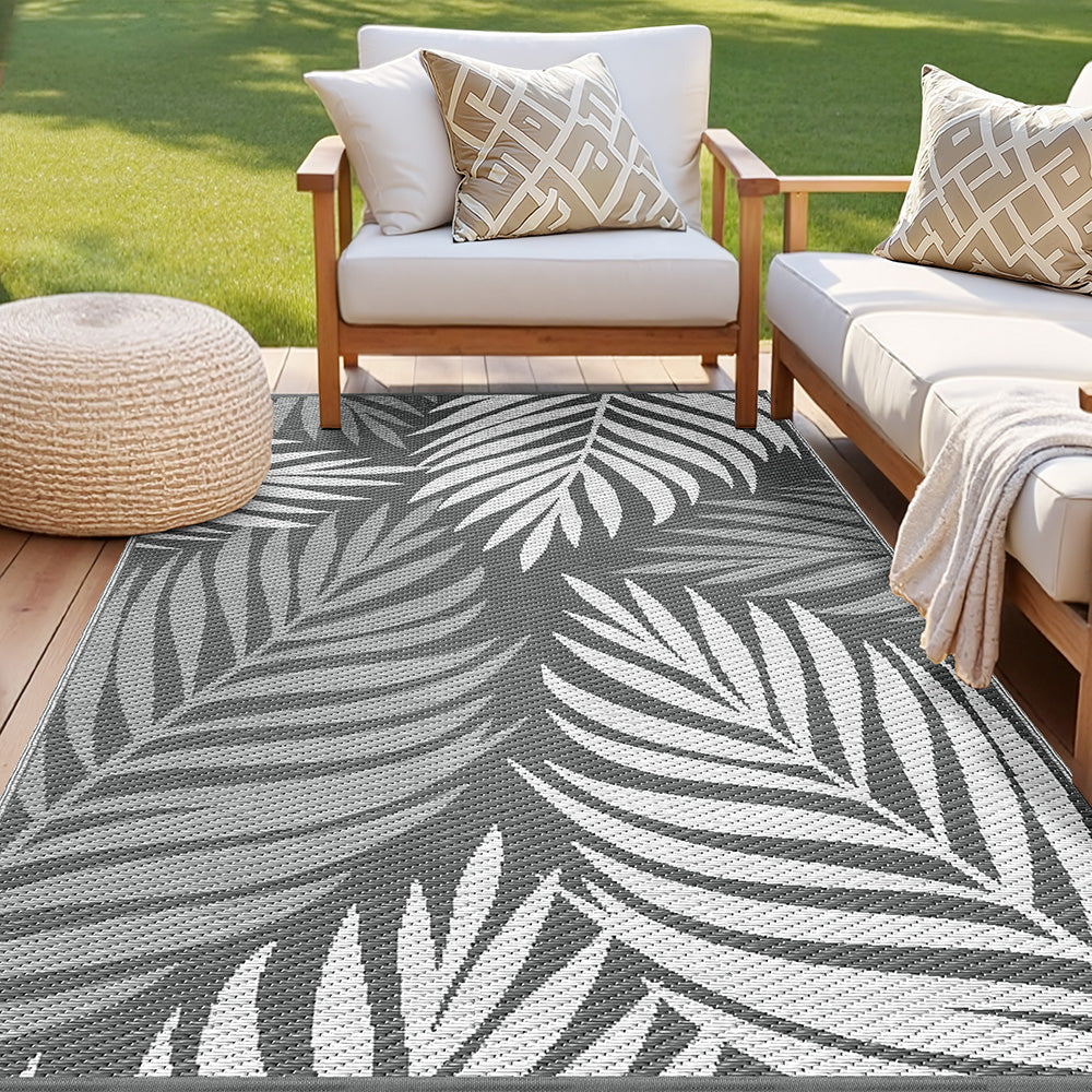 Gardeon Outdoor Rugs 152x244cm Large Carpet Reversible Area Mat PP Dual-Sided Patio Rug Leaf-Home &amp; Garden &gt; Rugs &gt; Outdoor Rugs-PEROZ Accessories