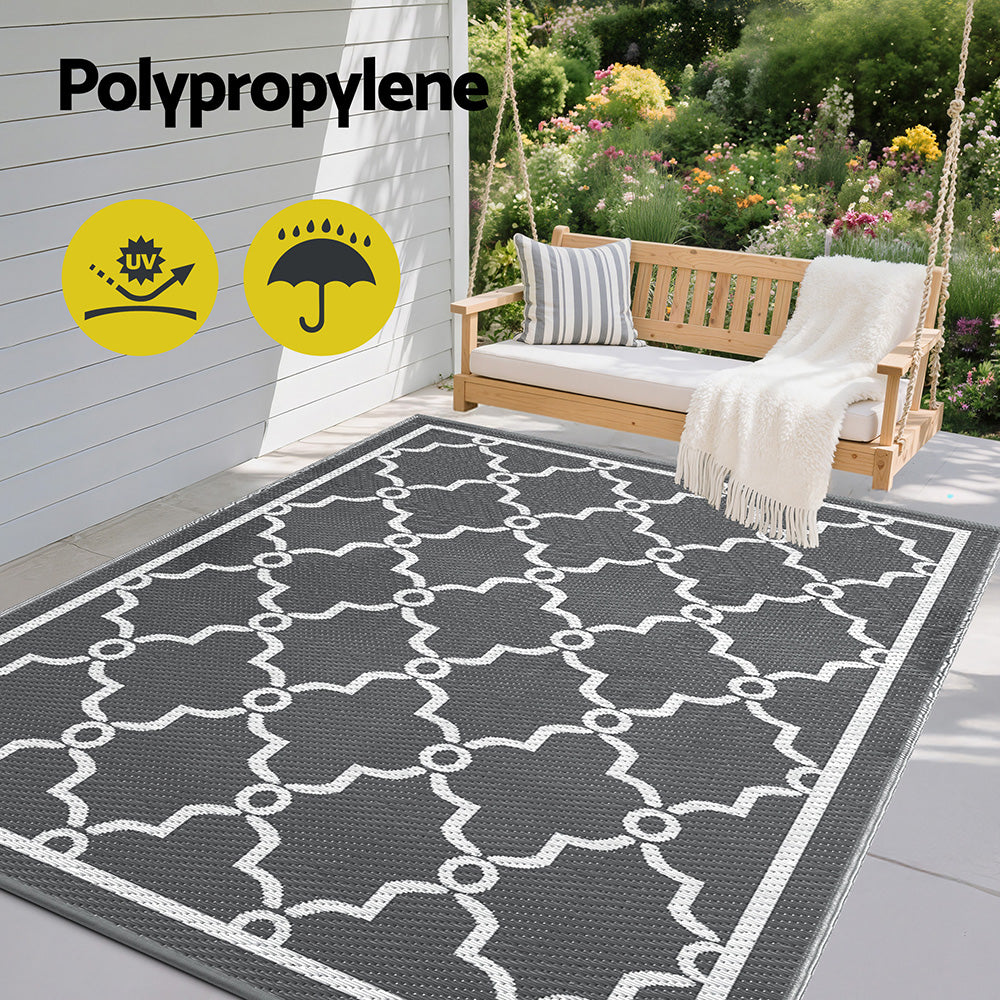 Gardeon Outdoor Rugs 152x244cm Large Carpet Reversible Area Mat PP Dual-Sided Patio Rug Maroc-Home &amp; Garden &gt; Rugs &gt; Outdoor Rugs-PEROZ Accessories
