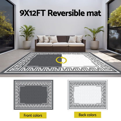 Gardeon Outdoor Rugs 274x366cm Large Carpet Reversible Area Mat PP Dual-Sided Patio Rug Greek Key-Home &amp; Garden &gt; Rugs &gt; Outdoor Rugs-PEROZ Accessories