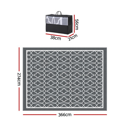 Gardeon Outdoor Rugs 274x366cm Large Carpet Reversible Area Mat PP Dual-Sided Patio Rug-Home &amp; Garden > Rugs > Outdoor Rugs-PEROZ Accessories