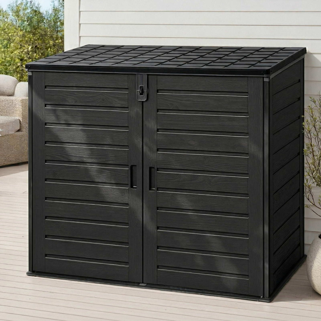 Gardeon Outdoor Storage Box 1170L Container Lockable Cabinet Tool Organizer Shed Black-Home &amp; Garden > Storage > Storage Boxes-PEROZ Accessories