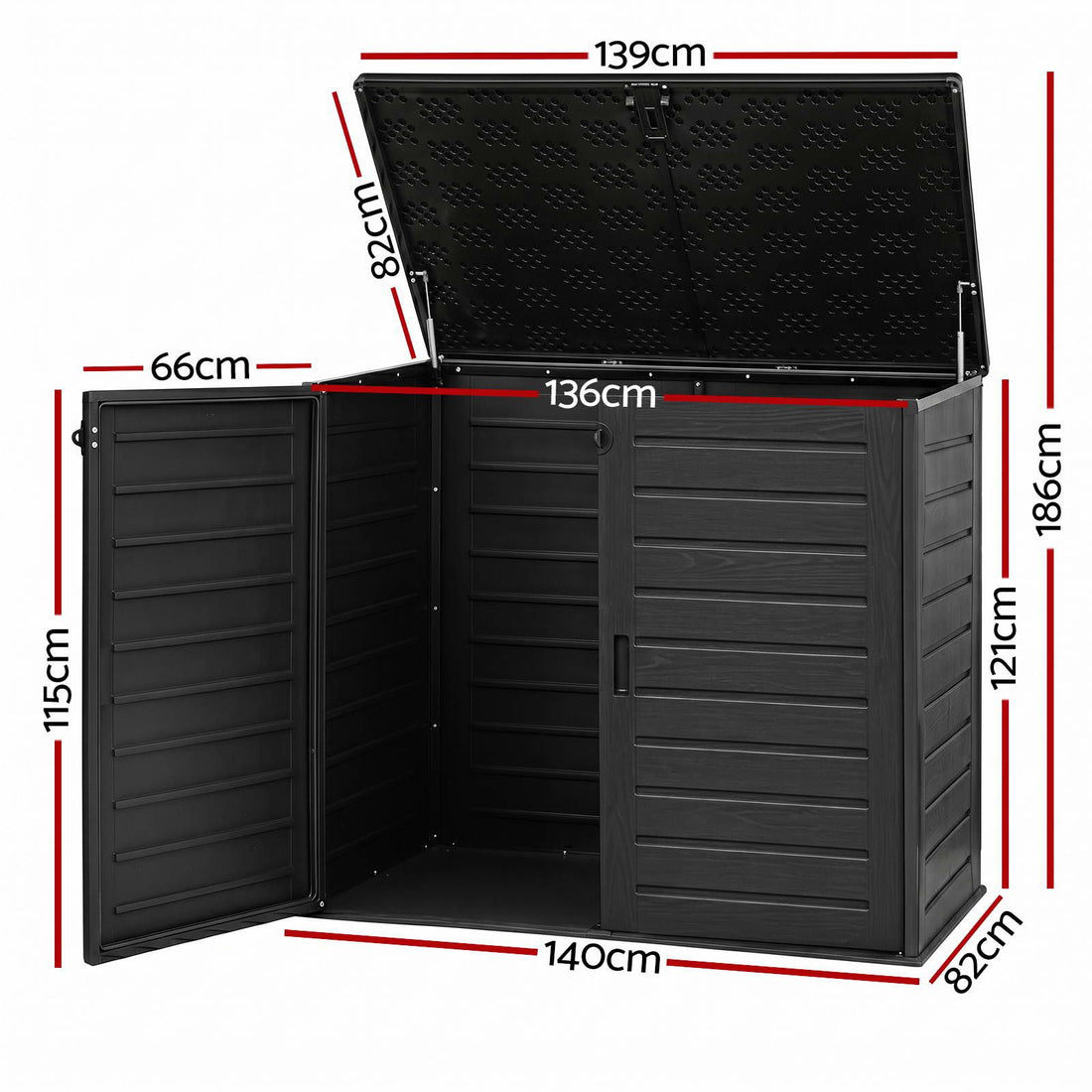 Gardeon Outdoor Storage Box 1170L Container Lockable Cabinet Tool Organizer Shed Black-Home &amp; Garden > Storage > Storage Boxes-PEROZ Accessories