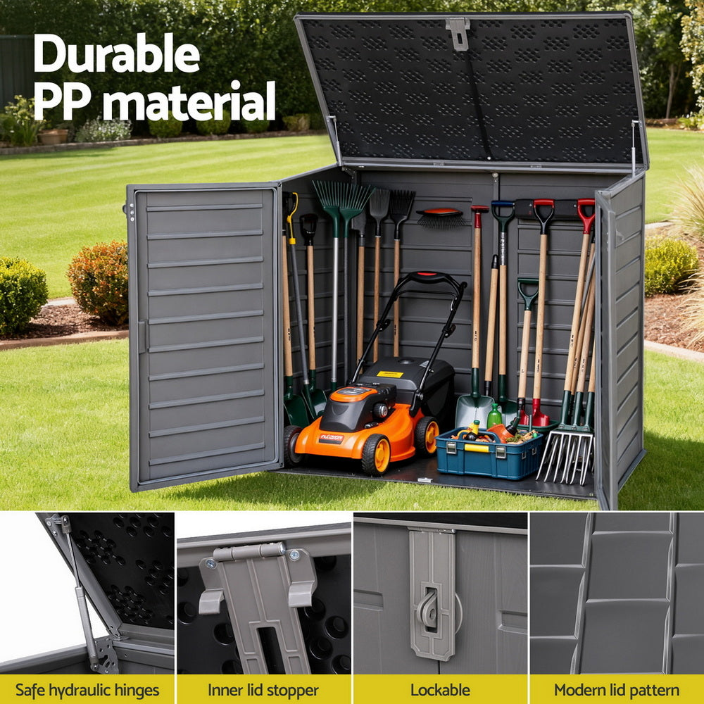 Gardeon Outdoor Storage Box 1170L Container Lockable Cabinet Tool Organizer Shed Grey-Furniture &gt; Outdoor &gt; Outdoor Storage Boxes-PEROZ Accessories
